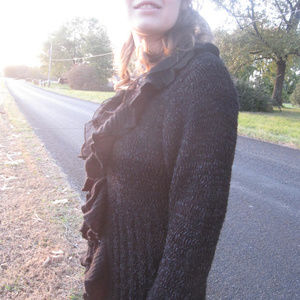 Victorian Long Romantic Sweater Ruffled Silk Wool